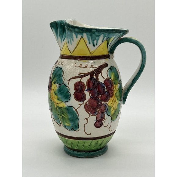 Unmarked Other - Beautiful Hand Made/Hand Painted Pitcher Made in Italy 6.75" Tall